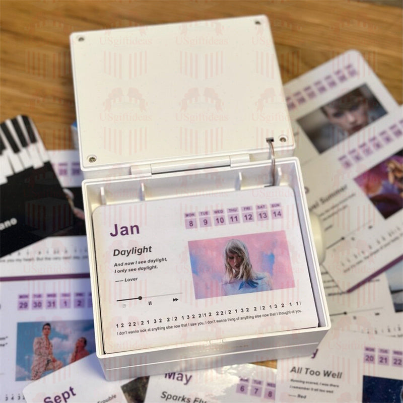 Taylor Piano Calendar 2025 Playable Mini Piano Calendar Desktop with 27 Music Calendar Cards 52 Swiftie Songs Gift for Fans