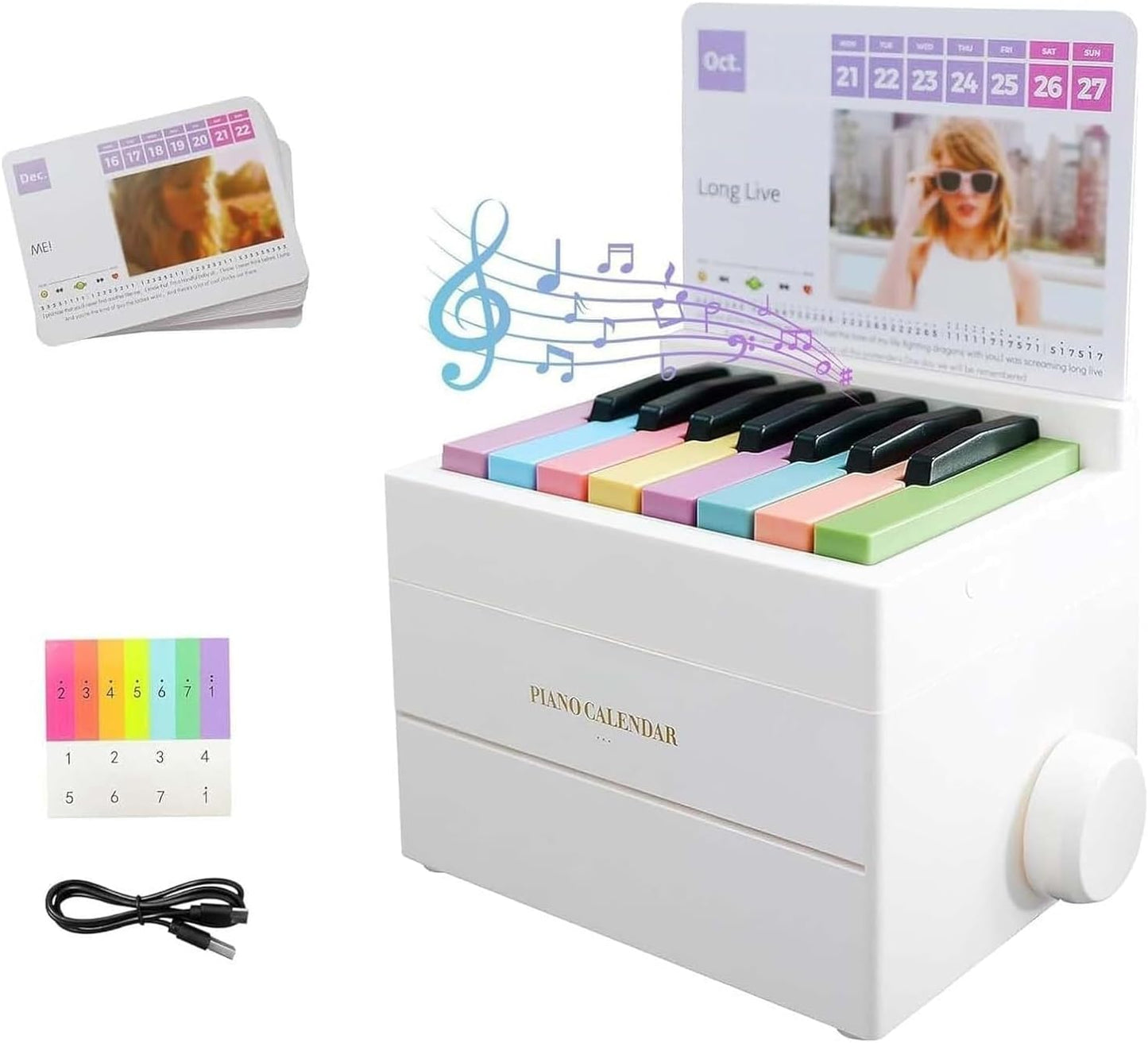 Taylor Piano Calendar 2025 Playable Mini Piano Calendar Desktop with 27 Music Calendar Cards 52 Swiftie Songs Gift for Fans