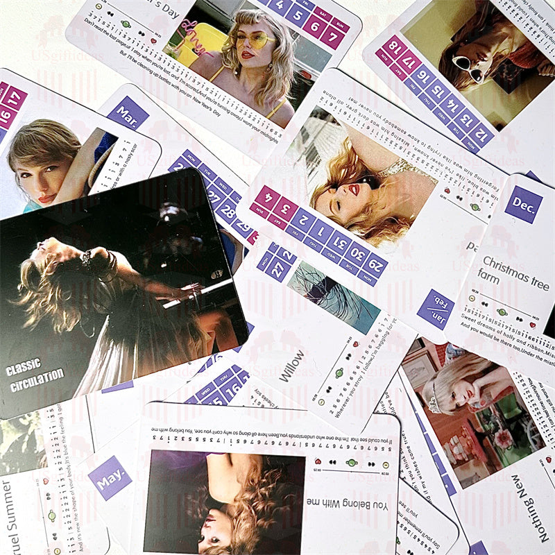 Taylor Piano Calendar 2025 Playable Mini Piano Calendar Desktop with 27 Music Calendar Cards 52 Swiftie Songs Gift for Fans