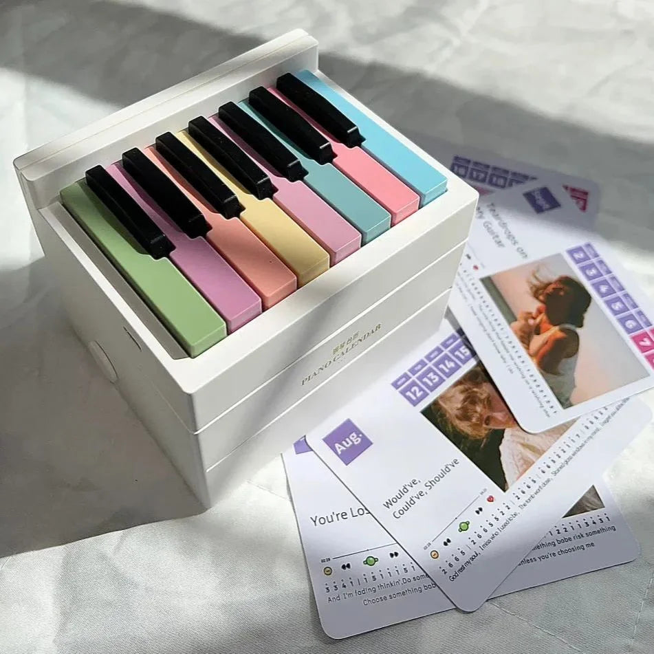 Taylor Piano Calendar 2025 Playable Mini Piano Calendar Desktop with 27 Music Calendar Cards 52 Swiftie Songs Gift for Fans