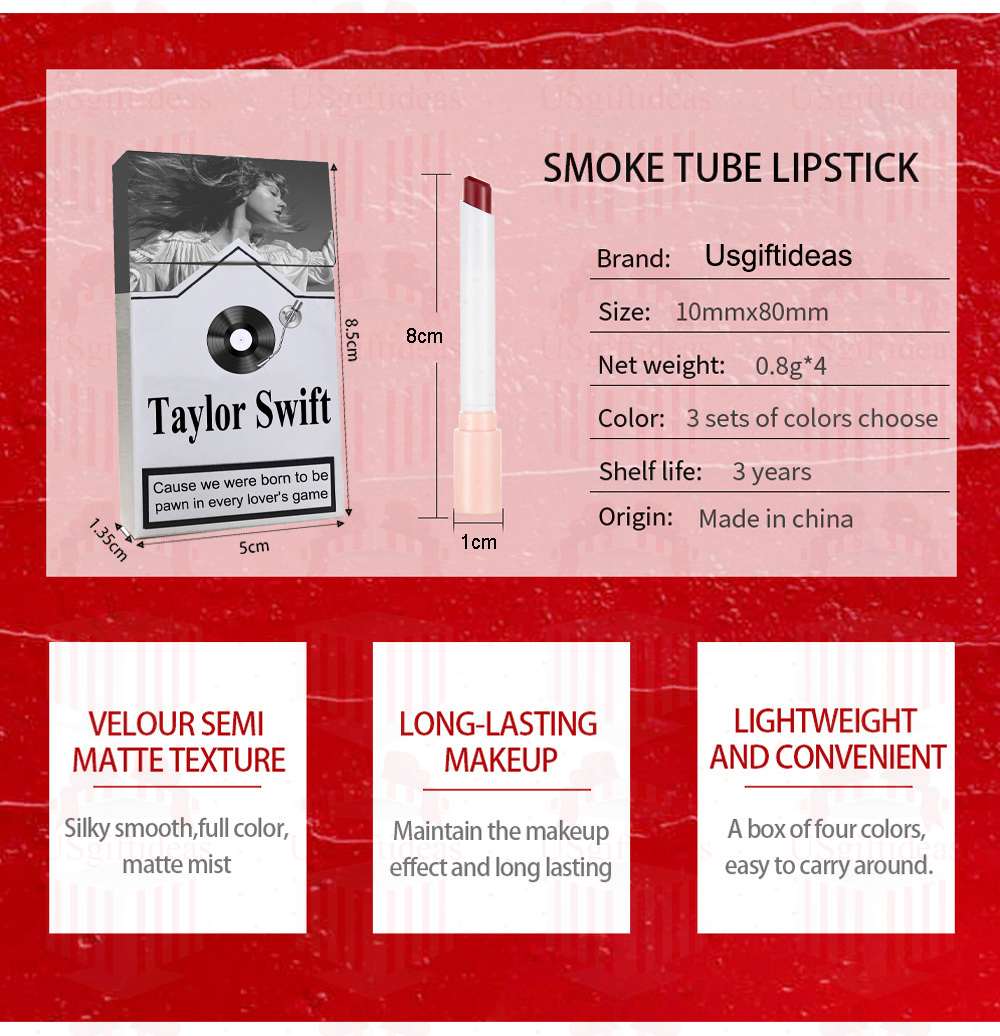 Taylor Swift Lipstick Set, Personalized Christmas Gifts For Swiftie, Taylor Swift Midnights Poster Cigarette Box