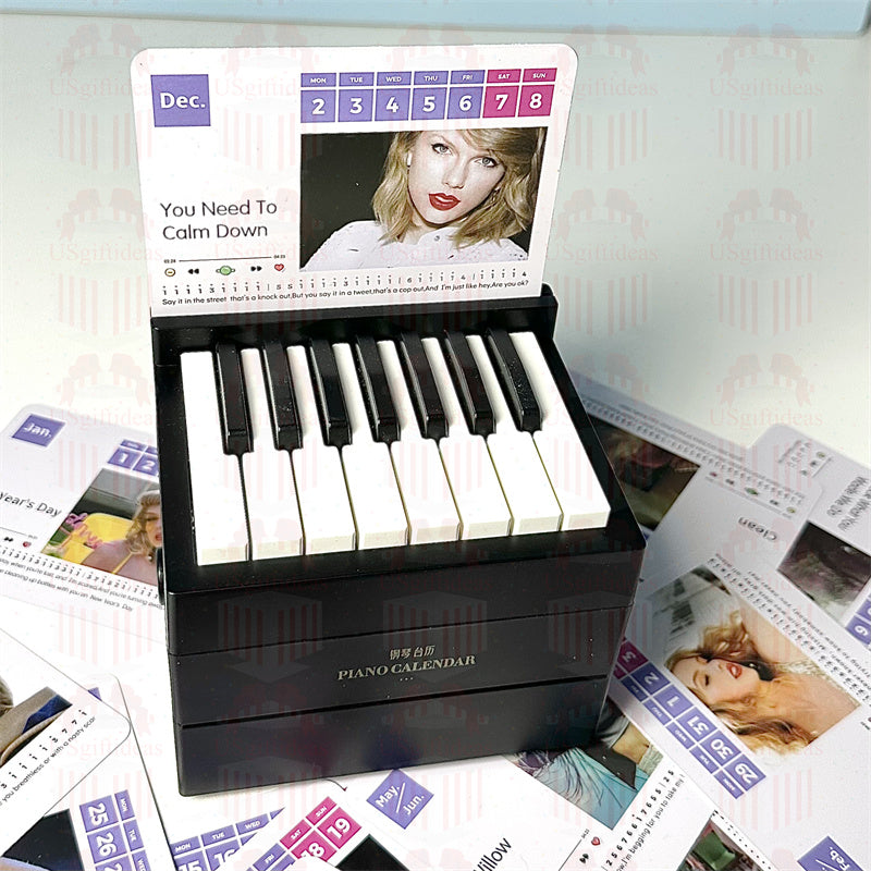 Taylor Piano Calendar 2025 Playable Mini Piano Calendar Desktop with 27 Music Calendar Cards 52 Swiftie Songs Gift for Fans
