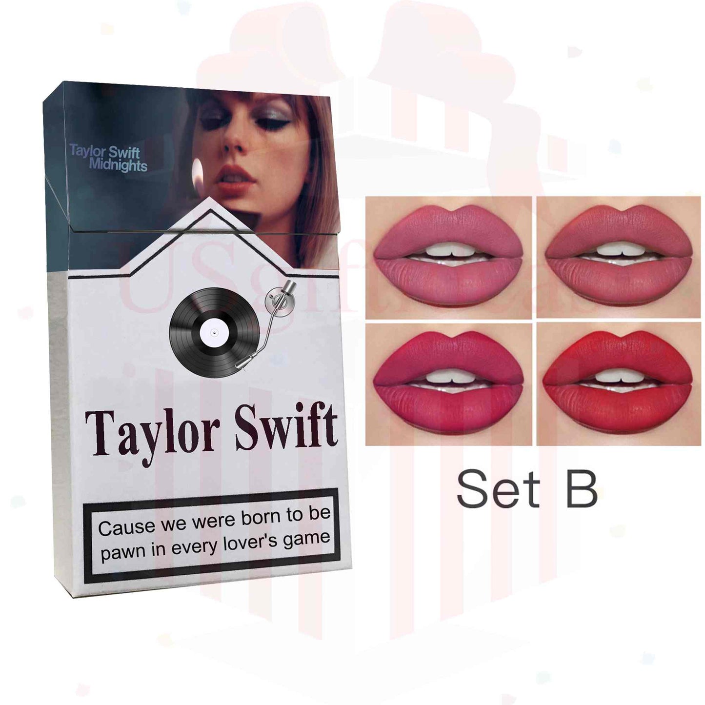 Taylor Swift Lipstick Set, Personalized Christmas Gifts For Swiftie, Taylor Swift Midnights Poster Cigarette Box