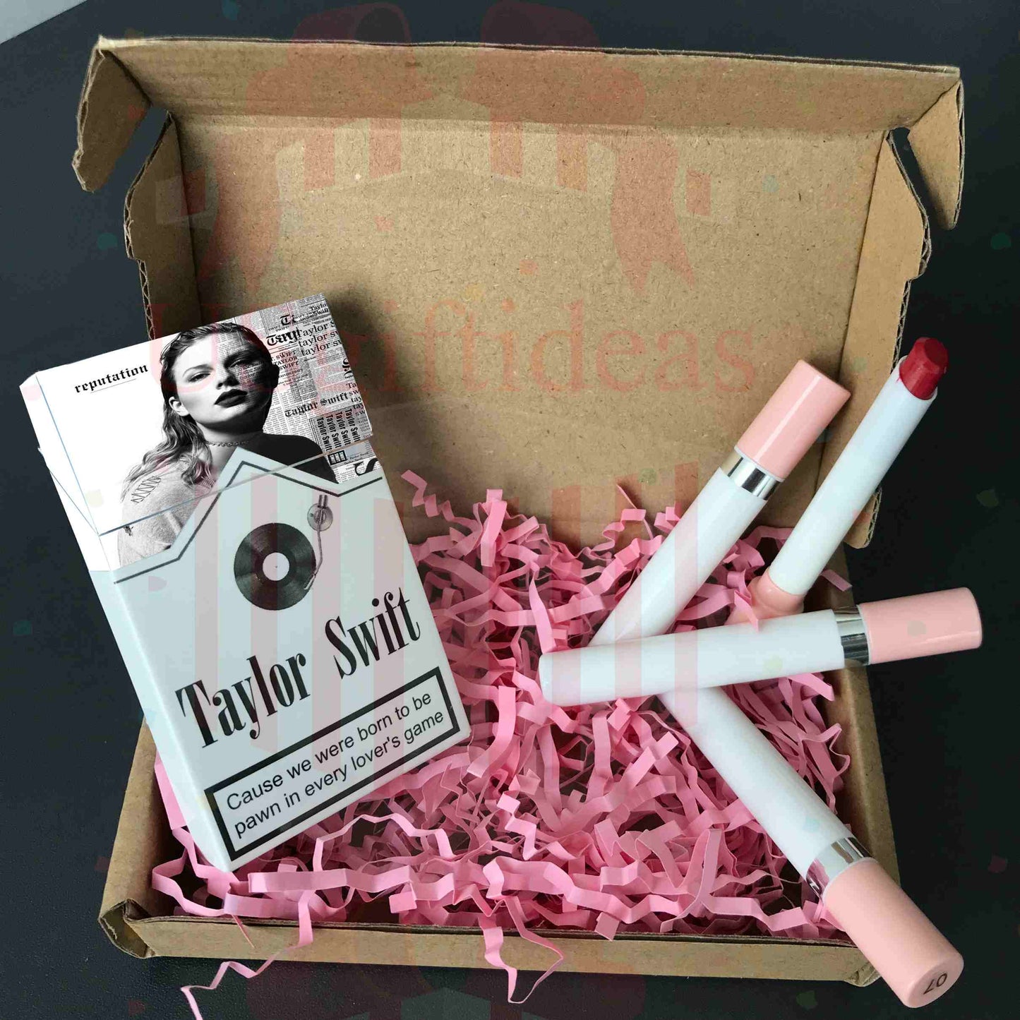 Taylor Swift Lipstick Set, Personalized Christmas Gifts For Swiftie, Taylor Swift Reputation Poster Cigarette Box