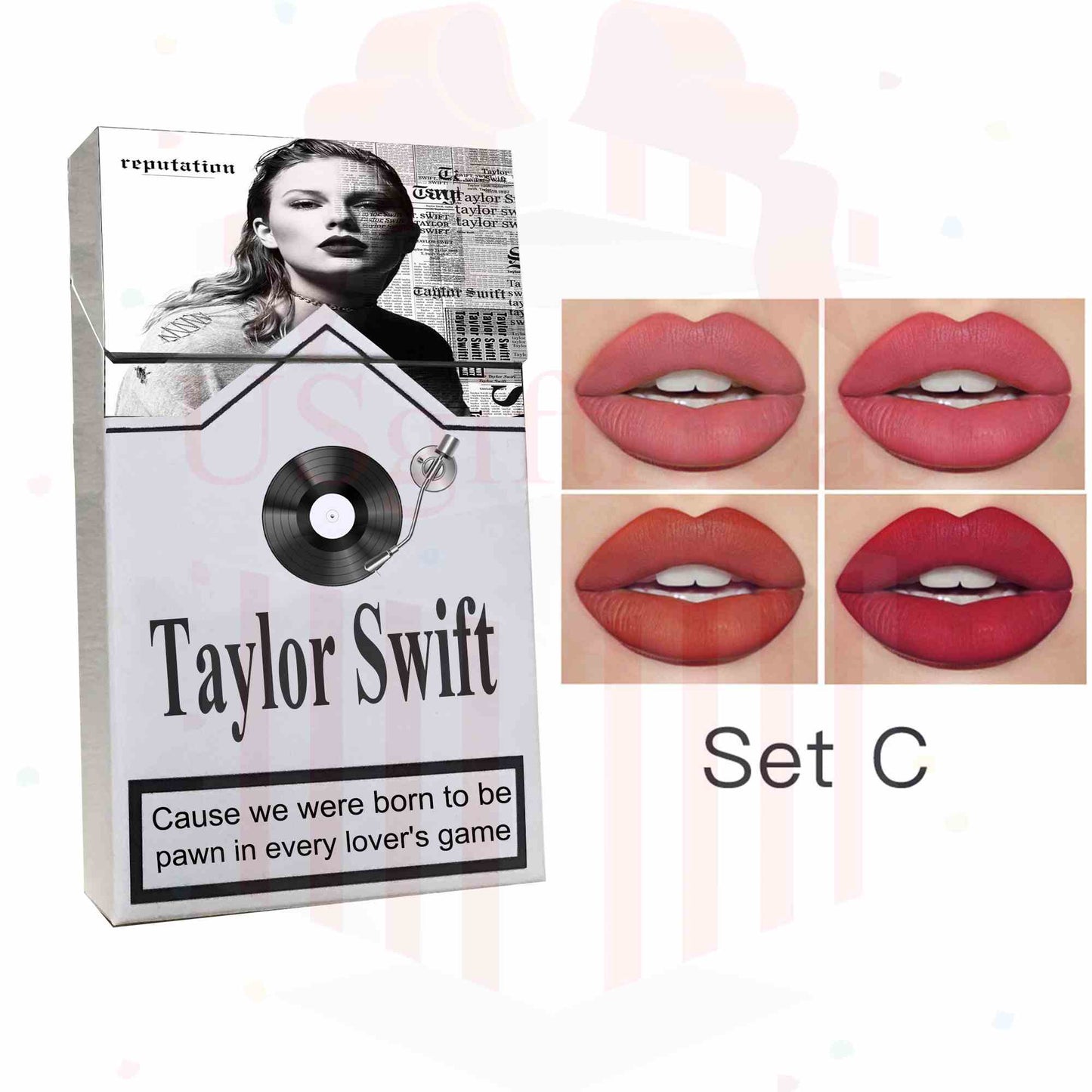 Taylor Swift Lipstick Set, Personalized Christmas Gifts For Swiftie, Taylor Swift Reputation Poster Cigarette Box