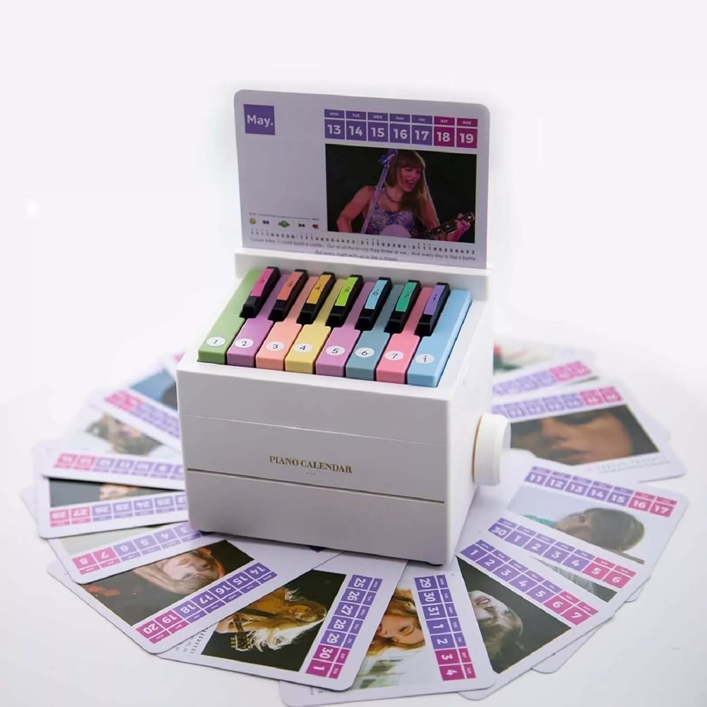 Taylor Piano Calendar 2025 Playable Mini Piano Calendar Desktop with 27 Music Calendar Cards 52 Swiftie Songs Gift for Fans