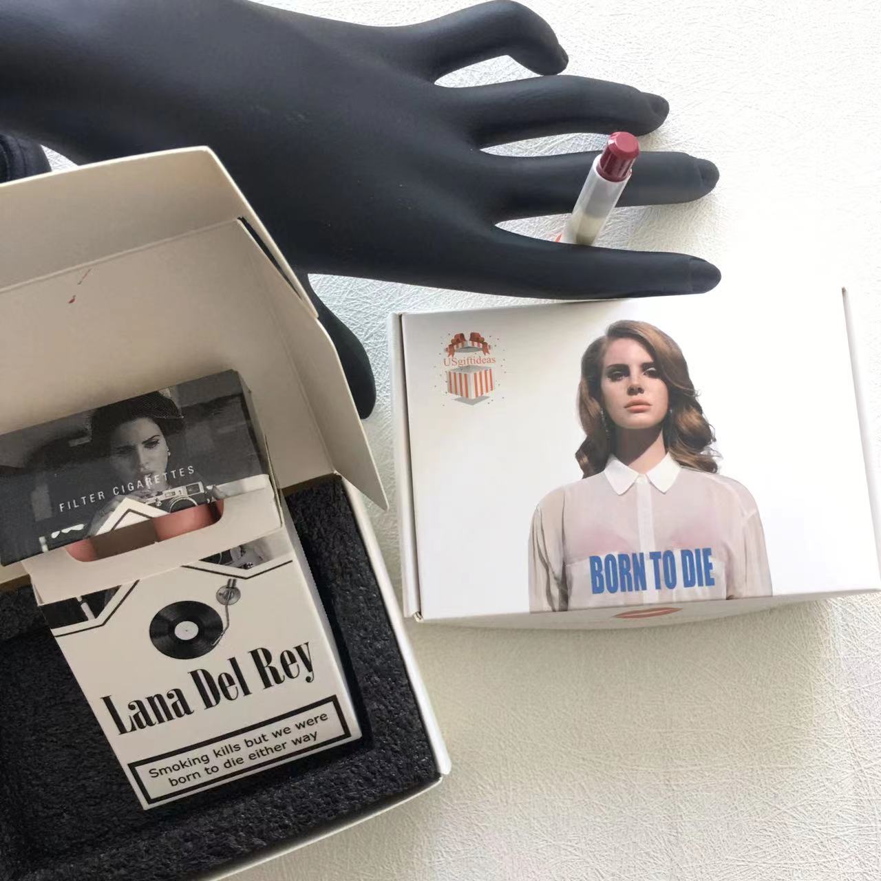 Lana Del Rey Lipstick Set With Lana Del Rey Poster Cigarette Box Personalized Christmas Gifts,