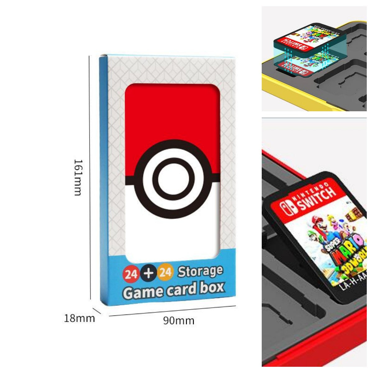 Cute Game Card Case for Nintendo Switch/ Switch Lite/ OLED, 24 Game Holder Cartridge Case for Game Cards and 24 SD Cards, Kawaii Portable Compact Storage Box (Red Mario, 24 Slots)