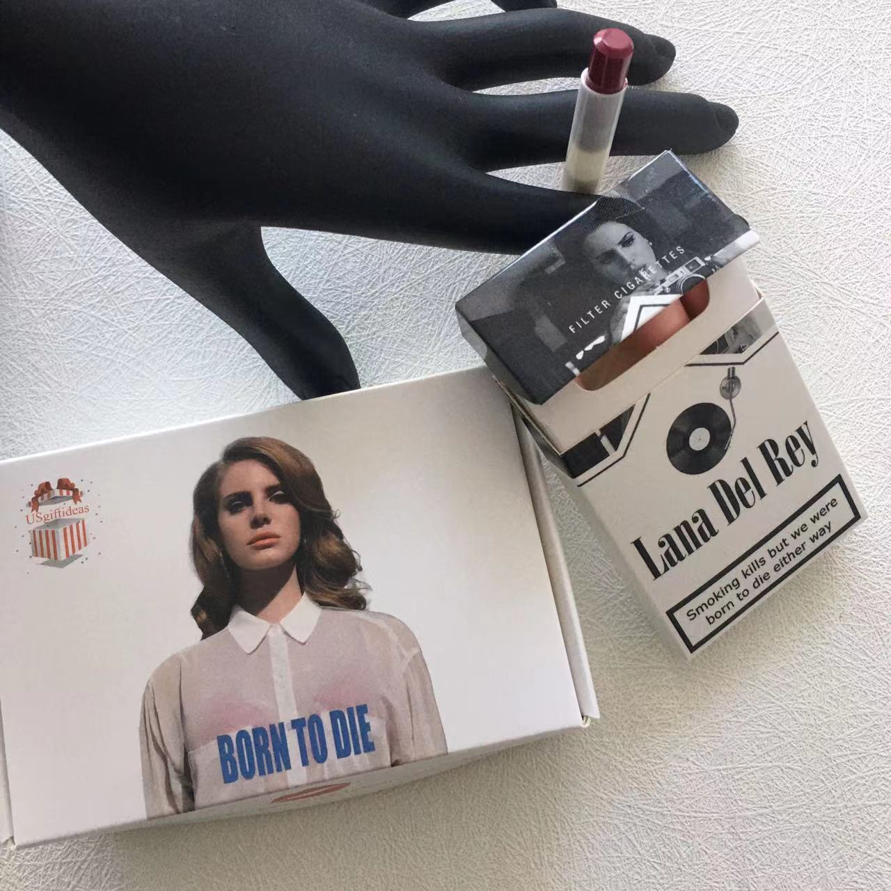 Lana Del Rey Lipstick Set With Lana Del Rey Poster Cigarette Box Personalized Christmas Gifts,