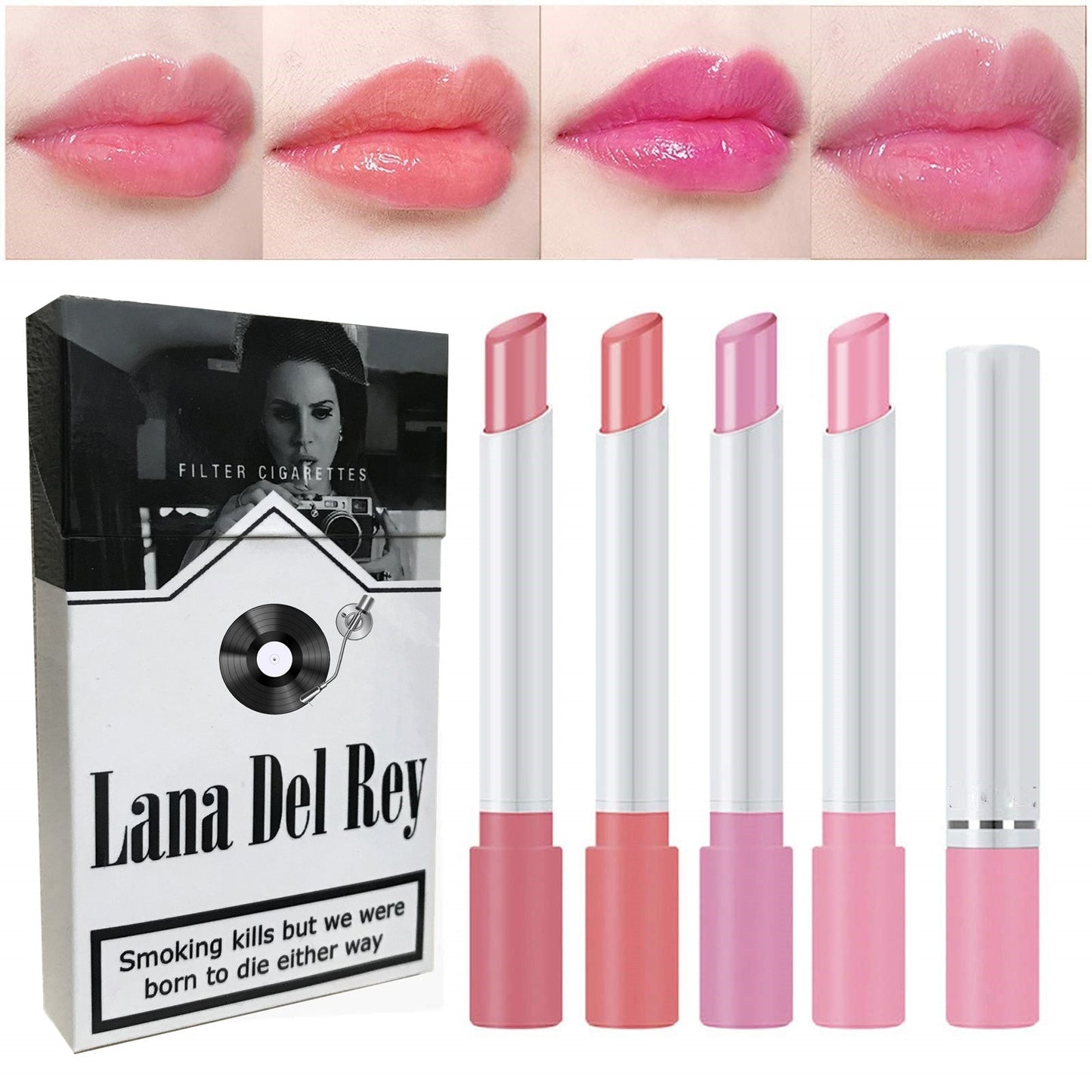 Lana Del Rey Lipstick Set With Lana Del Rey Poster Cigarette Box Personalized Christmas Gifts,