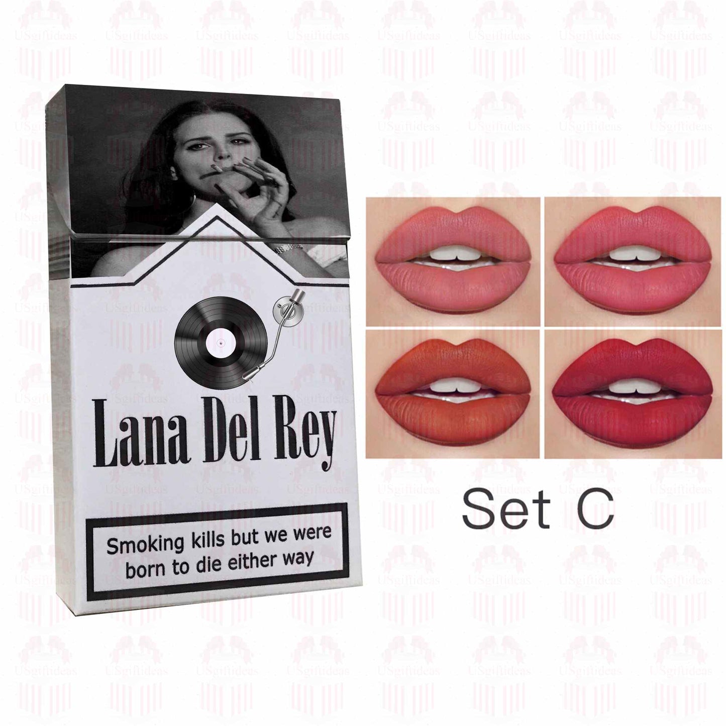 Lana Del Rey Lipstick Set, Personalized Christmas Gifts, Lana Del Rey Poster Cigarette Box