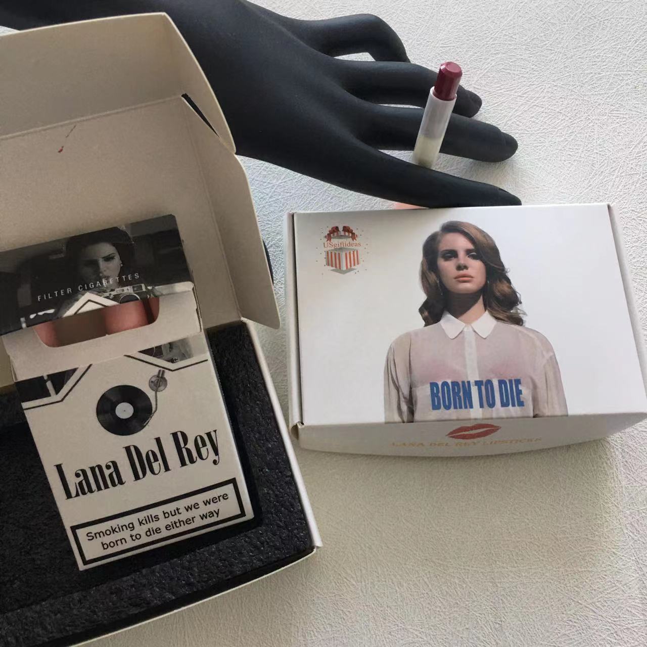 Lana Del Rey Lipstick Set With Lana Del Rey Poster Cigarette Box Personalized Christmas Gifts,