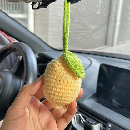 Simulated Plants Crochet Rear View Mirror Accessories, Swinging Mushroom Car Hanging Ornament Cute Women Interior Car Decor Charms