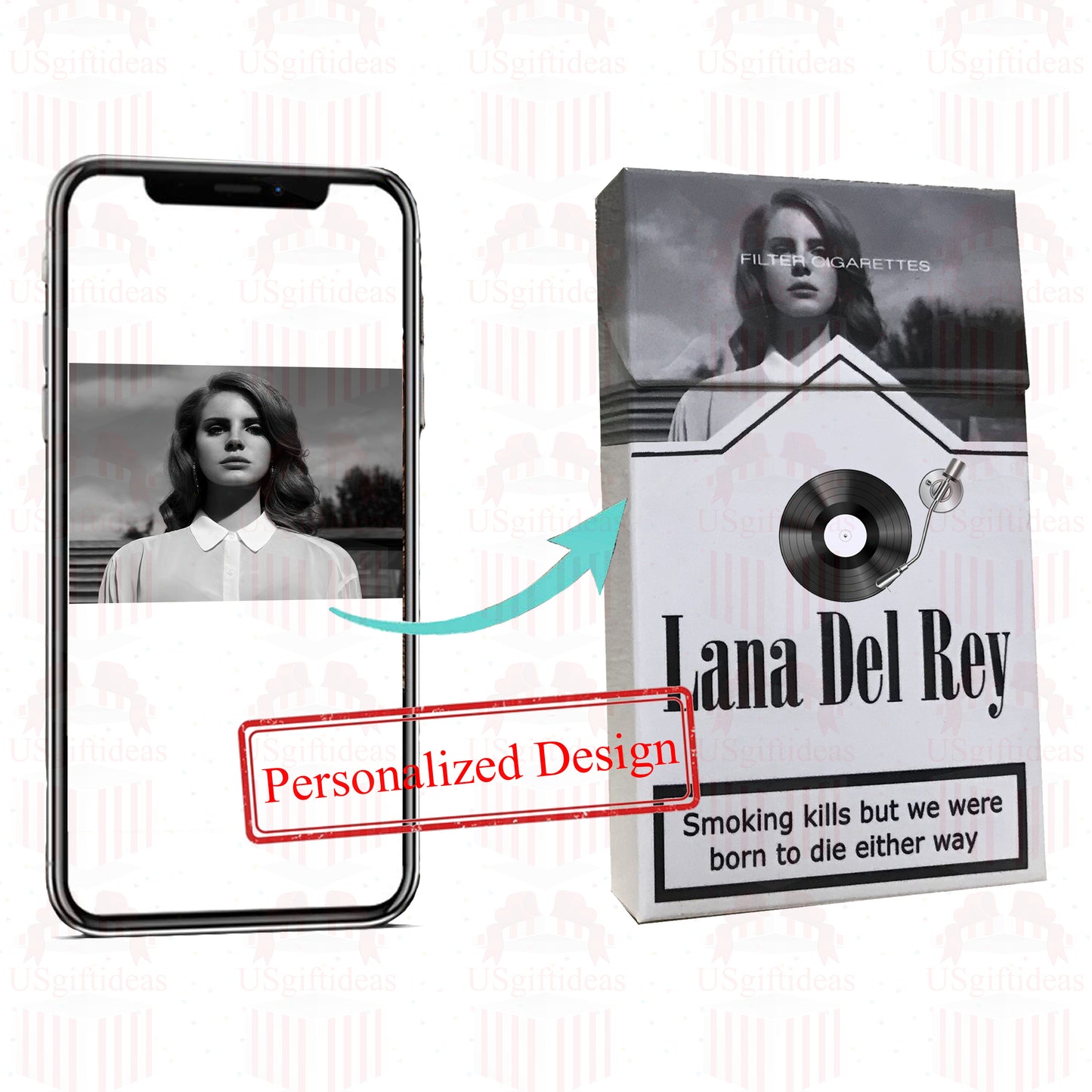 Lana Del Rey Lipstick Set, Personalized Christmas Gifts, Lana Del Rey Poster Cigarette Box