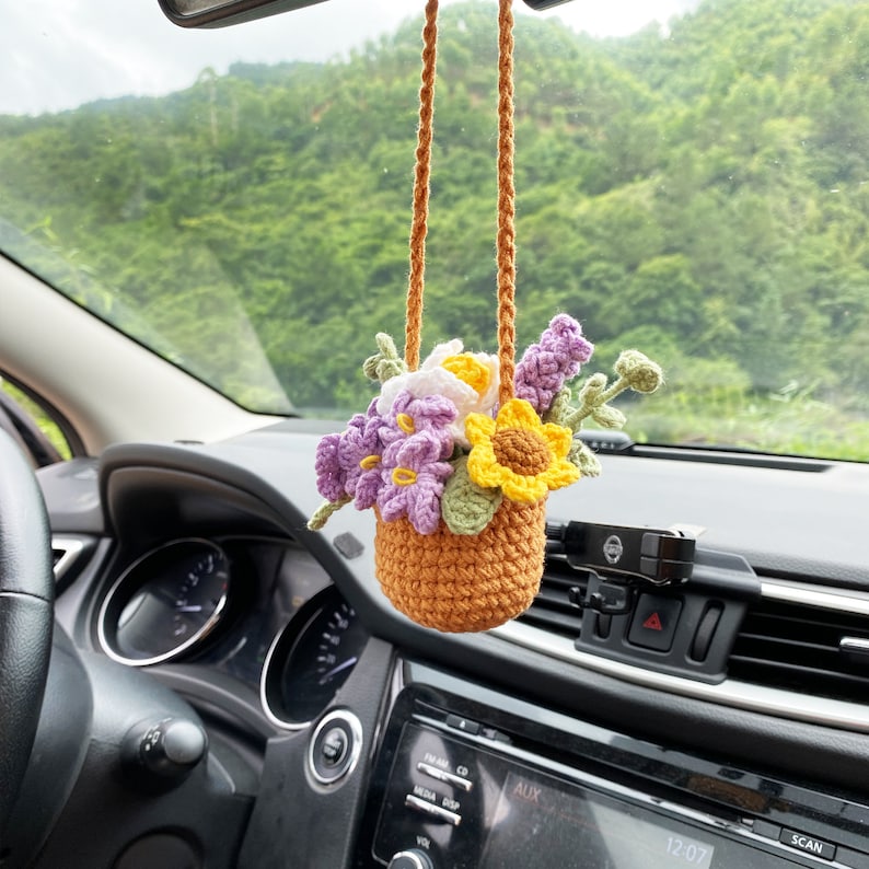 Rear view online mirror hanging plant