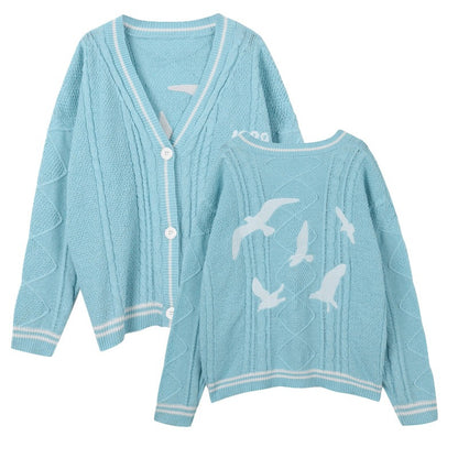 1989 Version Embroidered Cardigan Sweater, Valentine Gifts for Swifties Oversized Blue Knitted Cardigan