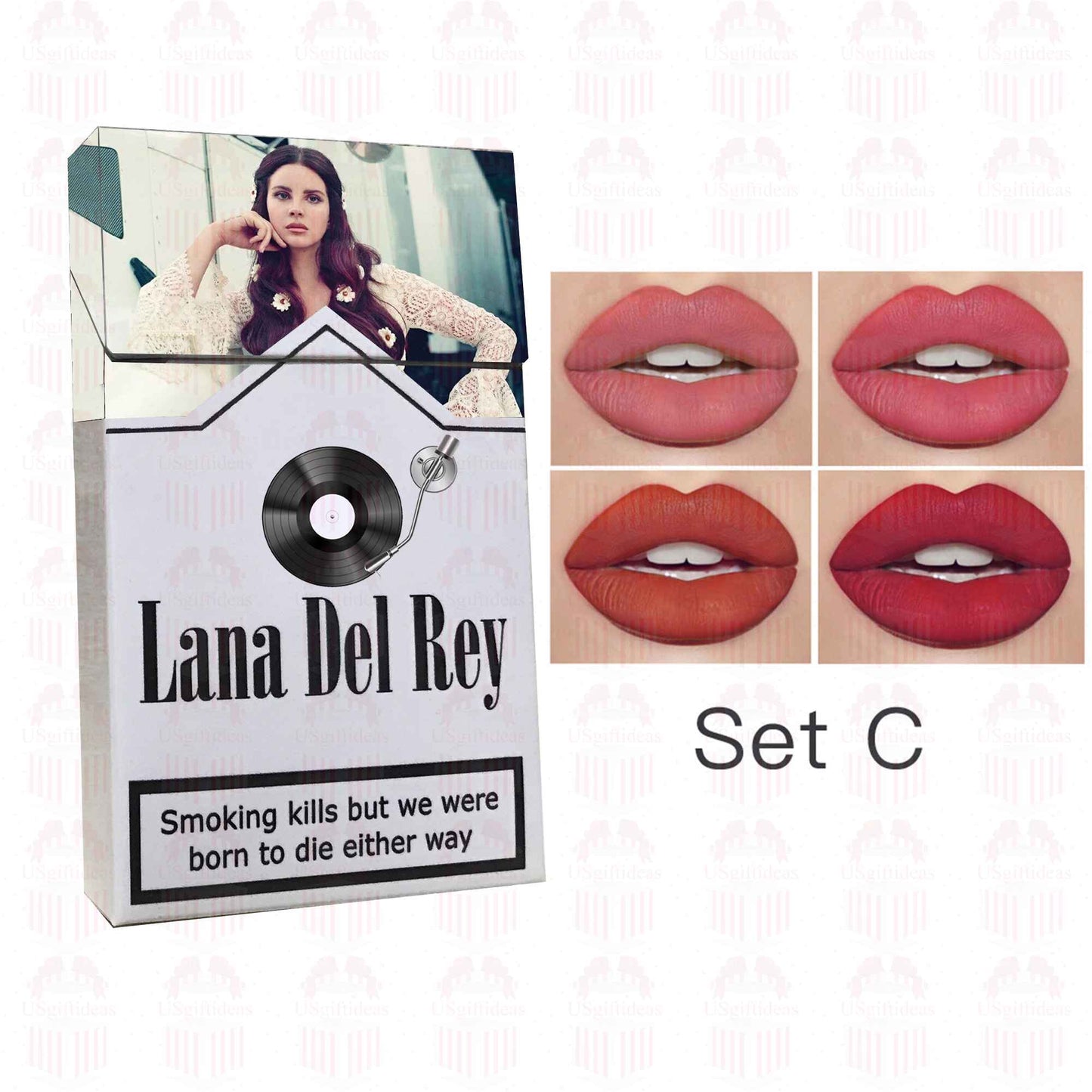 Lana Del Rey Lipstick Set, Personalized Christmas Gifts, Lana Del Rey Poster Cigarette Box